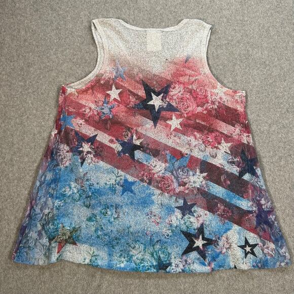 Vocal USA Tank Top Womens Large Red Blue USA American Flag Stars & Stripes Knit - Picture 7 of 8